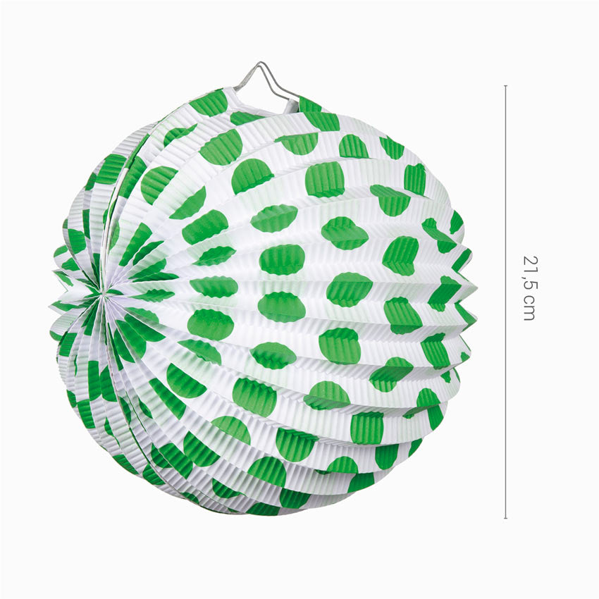 Farolillo Papel Redondo Lunares Feria Ø21,5 cm Verde 12 uds