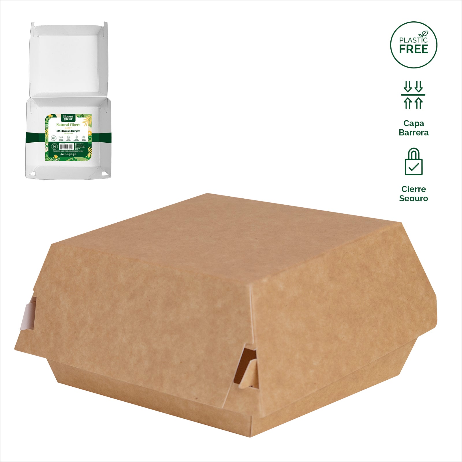 Caja Hamburguesa Cartón Pequeña 10 x 10 x 7 cm - Take Away