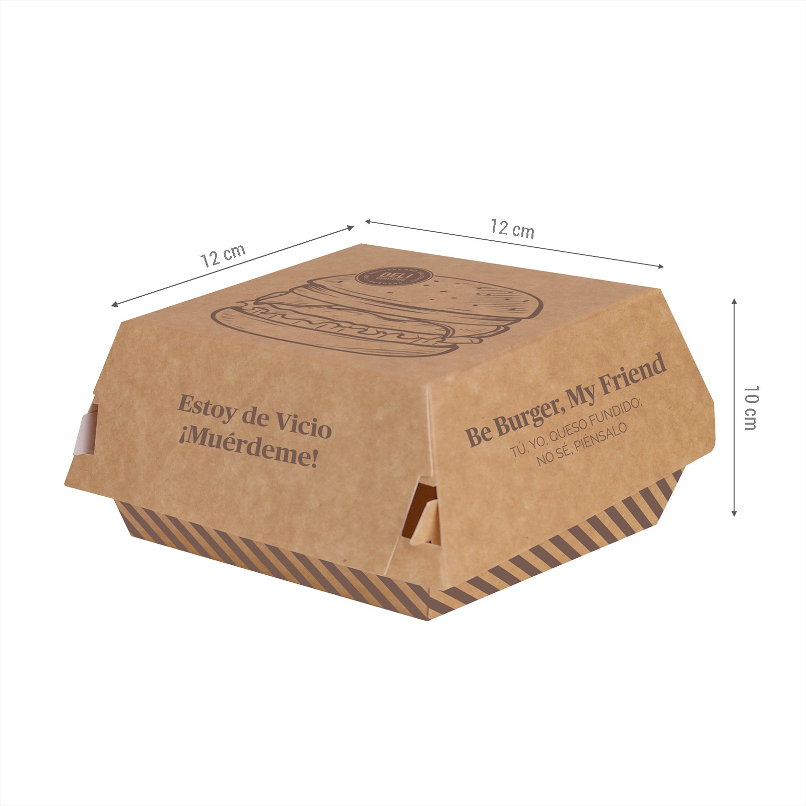 Caja Hamburguesa Cartón Grande 12 x 12 x 10 cm Estampado - Take Away