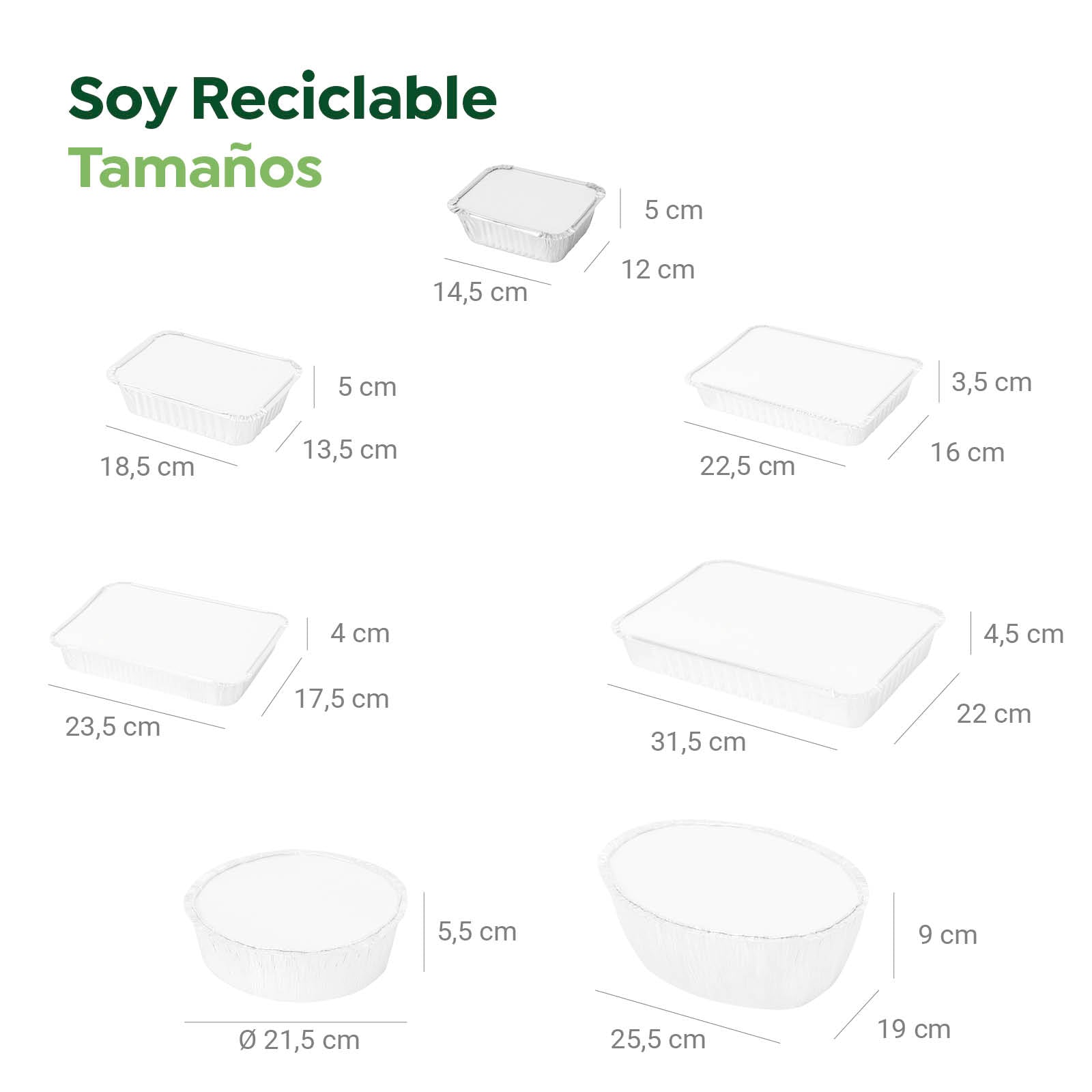 Bandeja Aluminio Mini 470 cc con Tapa Rectangular - Take Away