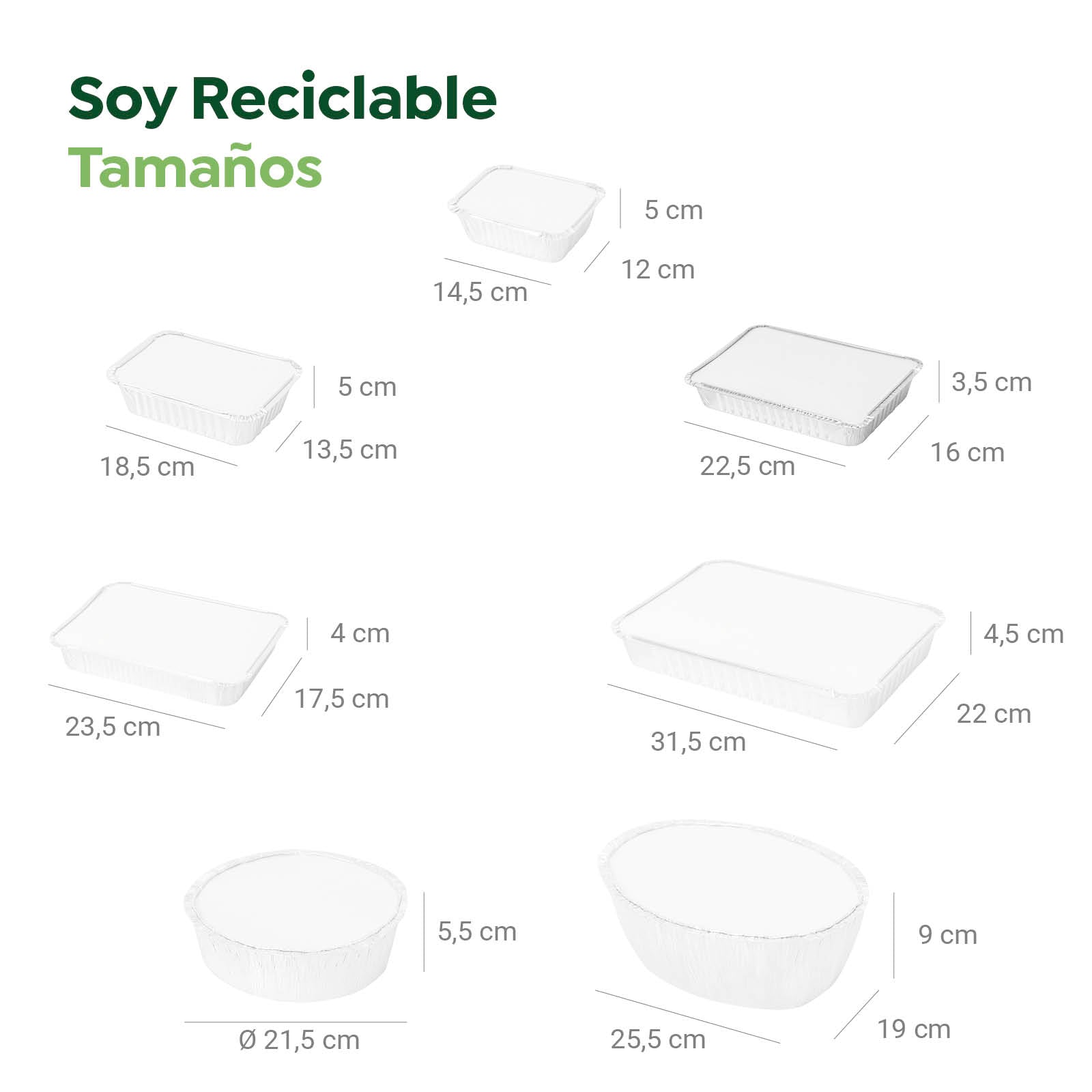 Bandeja Aluminio Mediana 900 cc con Tapa Rectangular - Take Away