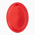 Bandeja Plástico Reutilizable Ovalada Premium Metalizado 30x23cm Rojo