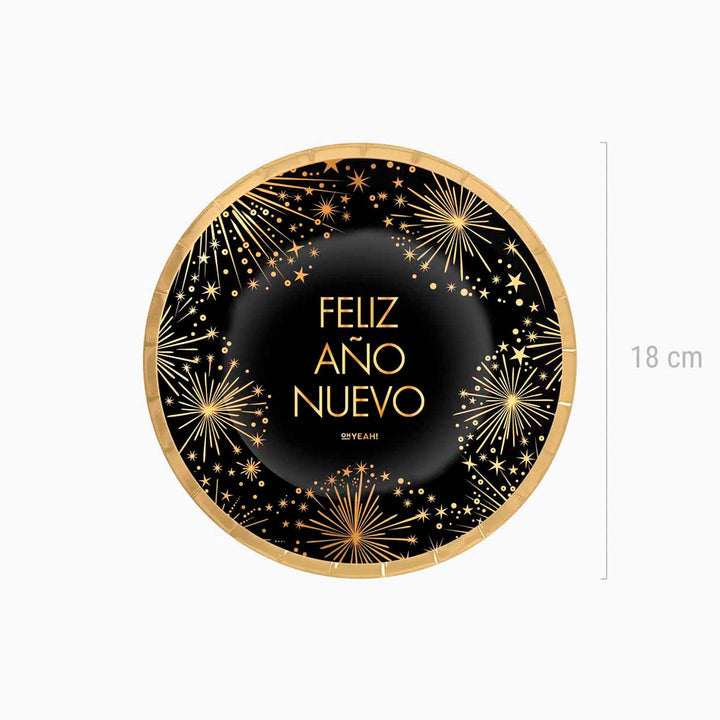 Plato Postre Nochevieja "Feliz Año Nuevo" Ø18 cm