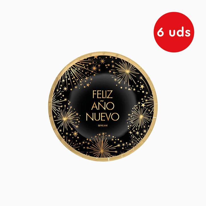 Plato Postre Nochevieja "Feliz Año Nuevo" Ø18 cm