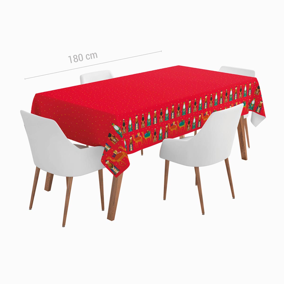 Rollo Mantel Rojo Reyes Magos 120 x 500 cm