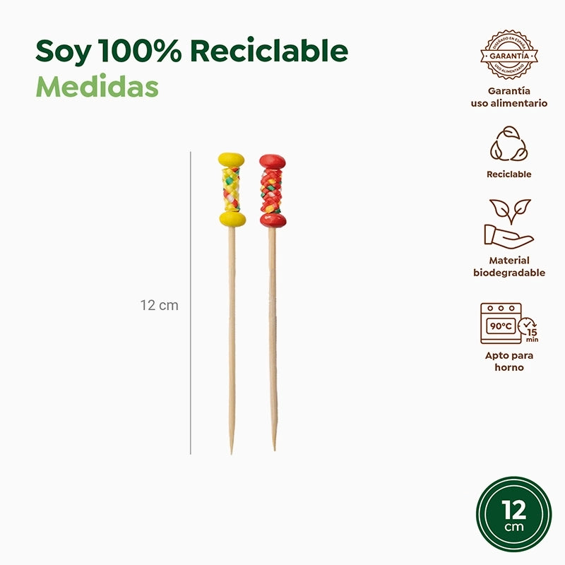 Pincho Bambú Decorativo Trenzado 12cm Rojo y Amarillo 2400 uds