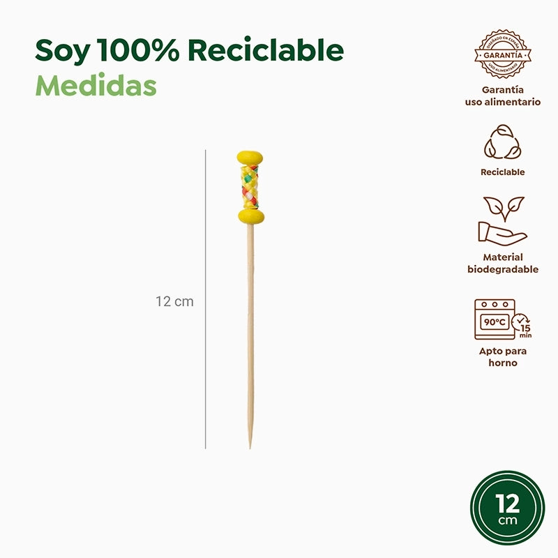 Pincho Bambú Decorativo Trenzado 12cm Amarillo 5000 uds