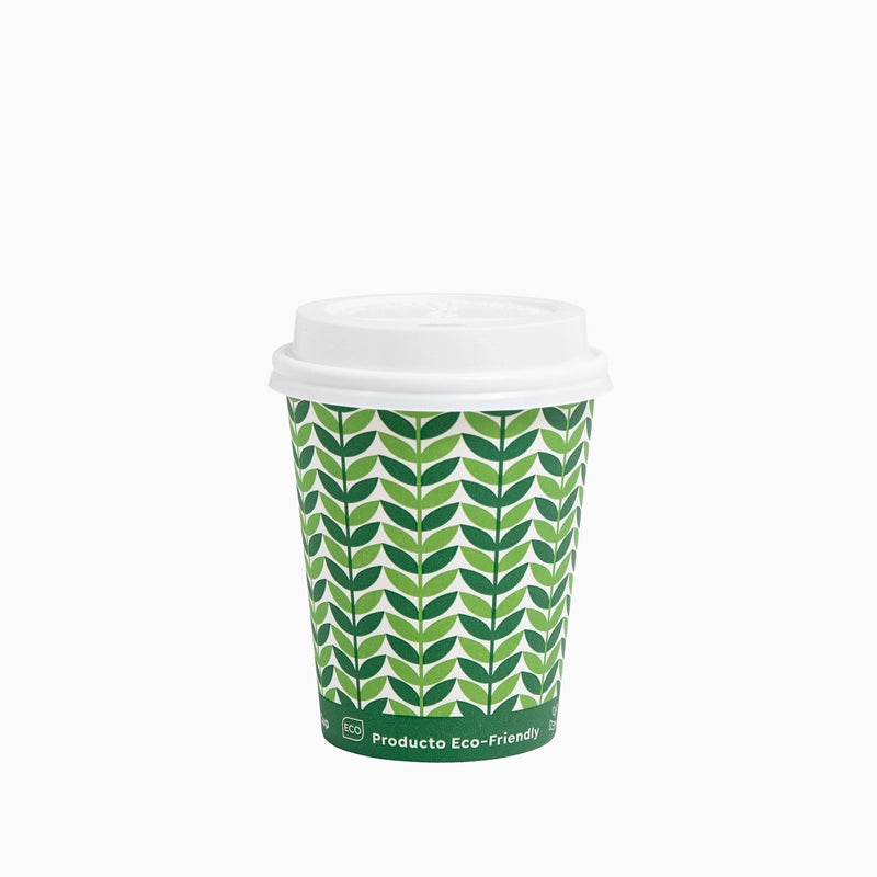 Vaso Cartón 250cc Eco Green con Tapa Drink 10 Uds