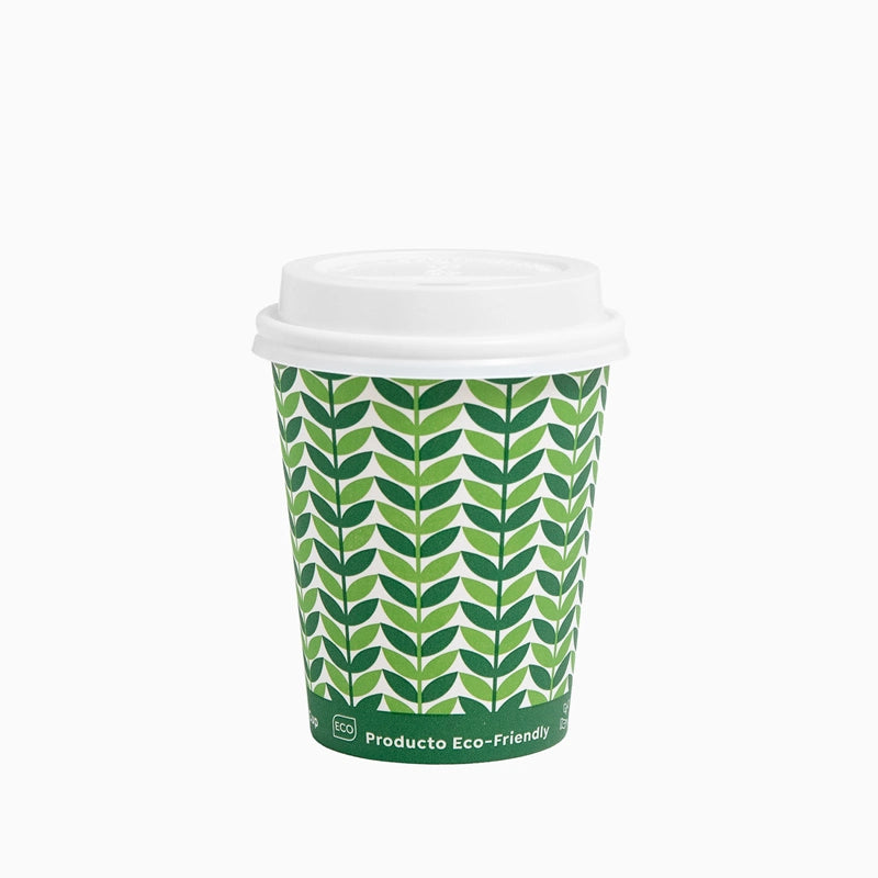 Vaso Cartón 250cc Eco Green con Tapa Drink 25 Uds