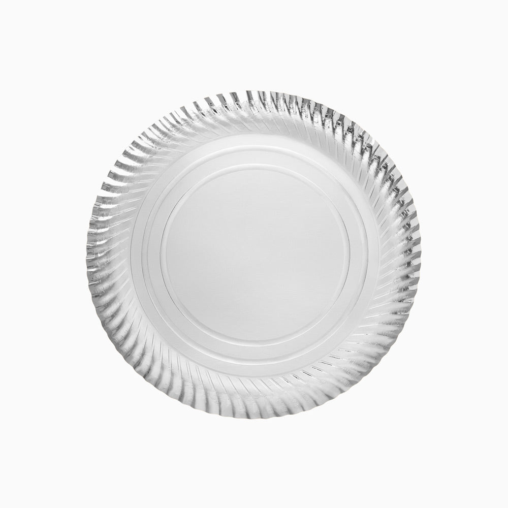 Bandeja Cartón Redonda Ø21 cm Plata