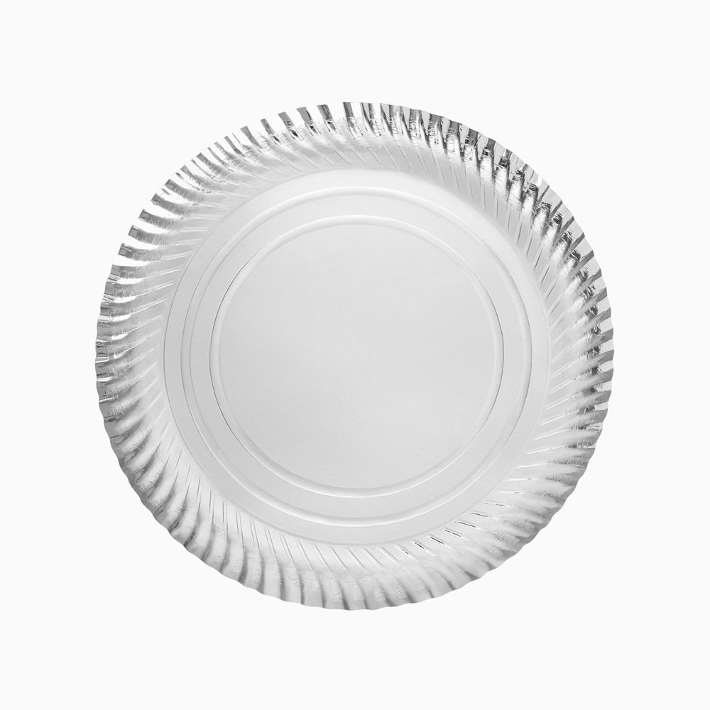 Bandeja Cartón Redonda Ø23 cm Plata