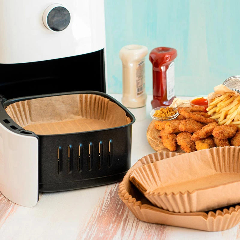 Molde Papel Siliconado Cuadrado AirFryer 20 x 20 x 4,5 cm 50 Uds