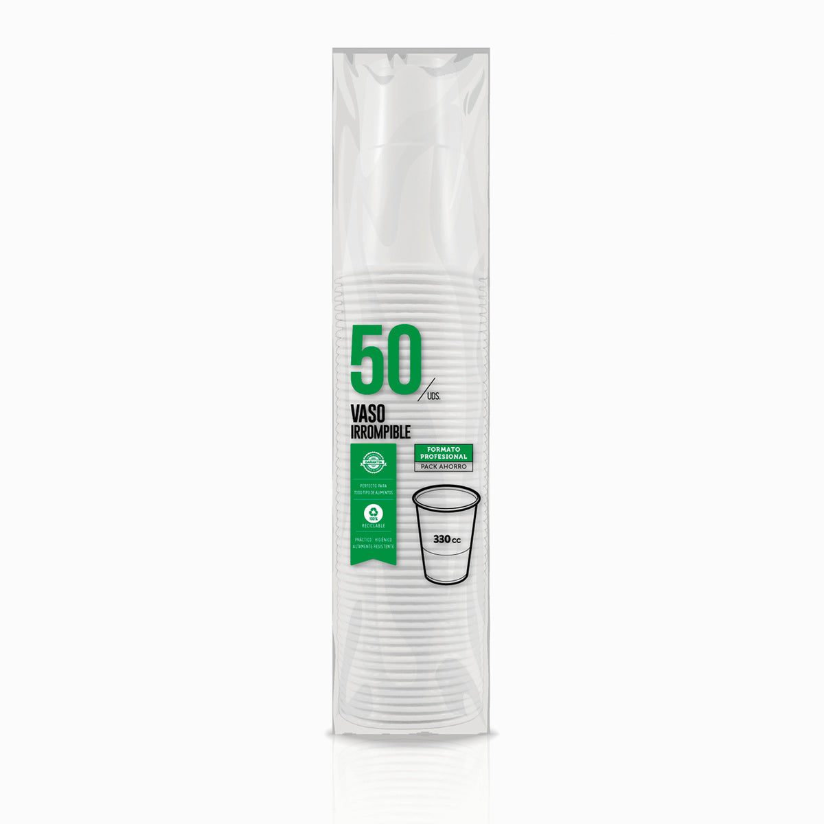 Vaso Irrompible 330 cc Blanco 2500 Unidades