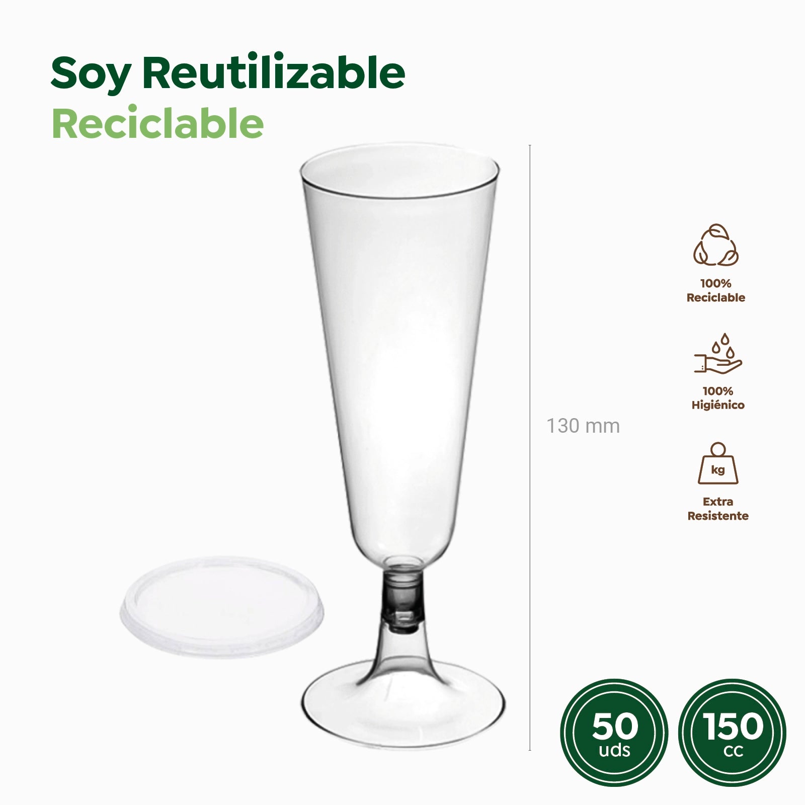 Copa Cava 150 cc con Tapa Transparente