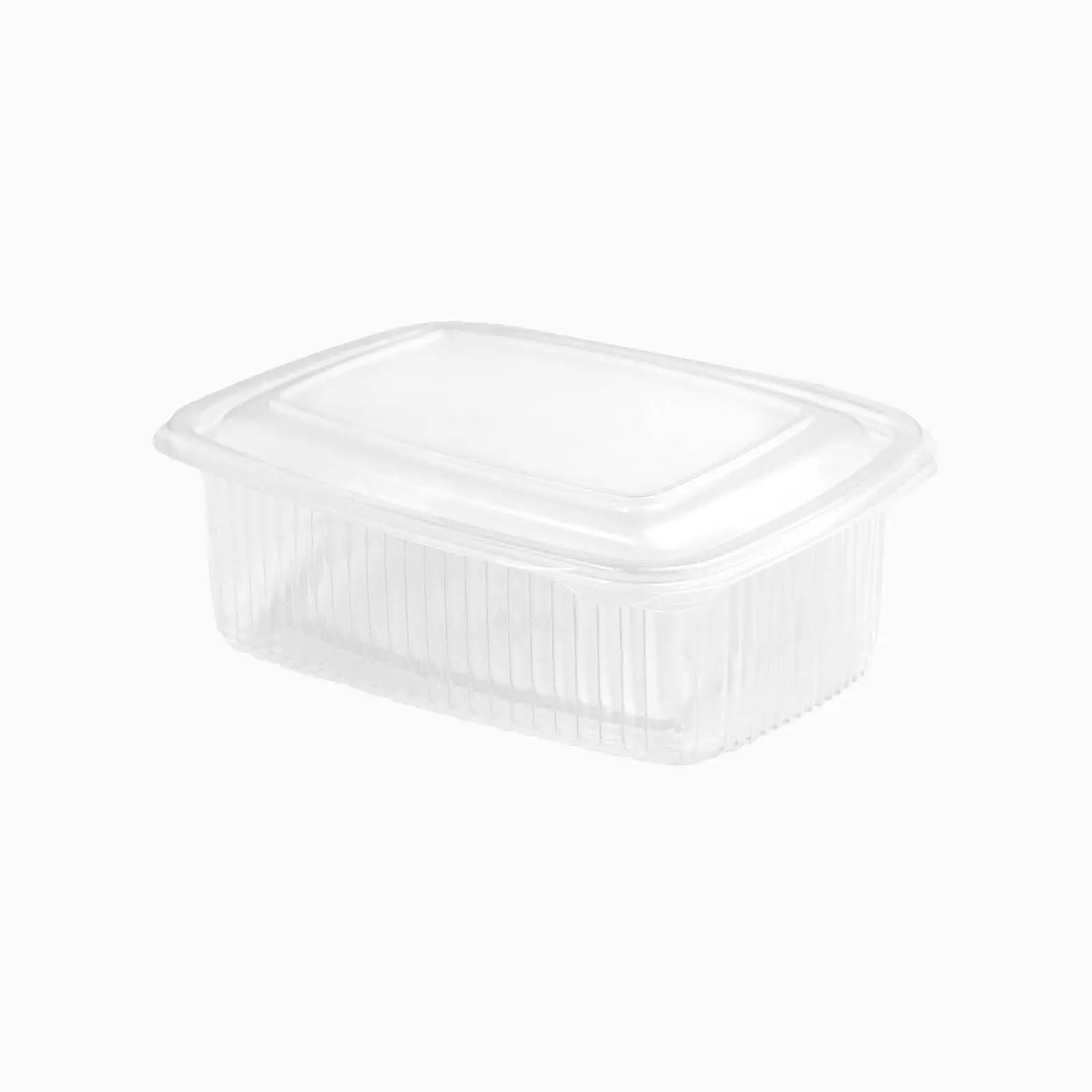 Envase Rectangular Reutilizable Tapa Bisagra 375 cc Transparente 50 Uds