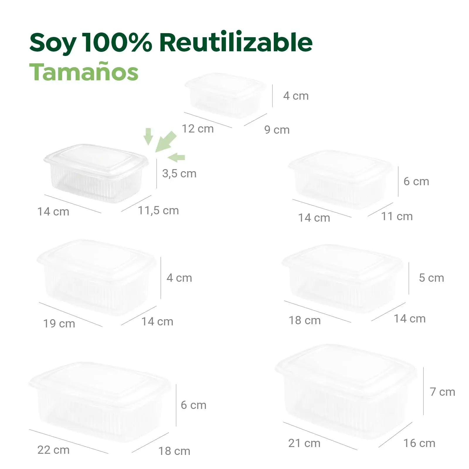 Envase Rectangular Reutilizable Tapa Bisagra 375 cc Transparente 600 Uds