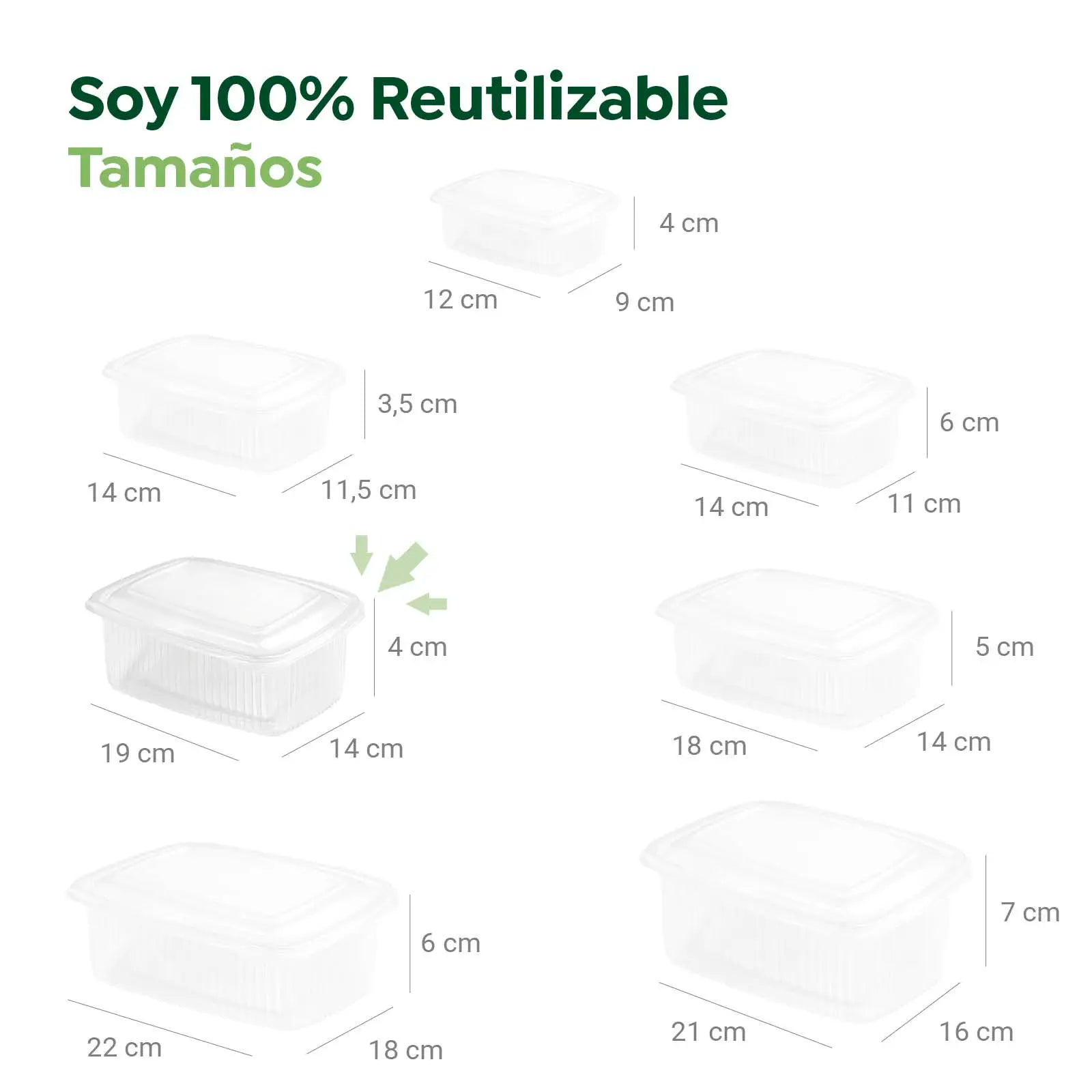 Envase Rectangular Reutilizable Tapa Bisagra 750cc Transparente 56 Uds