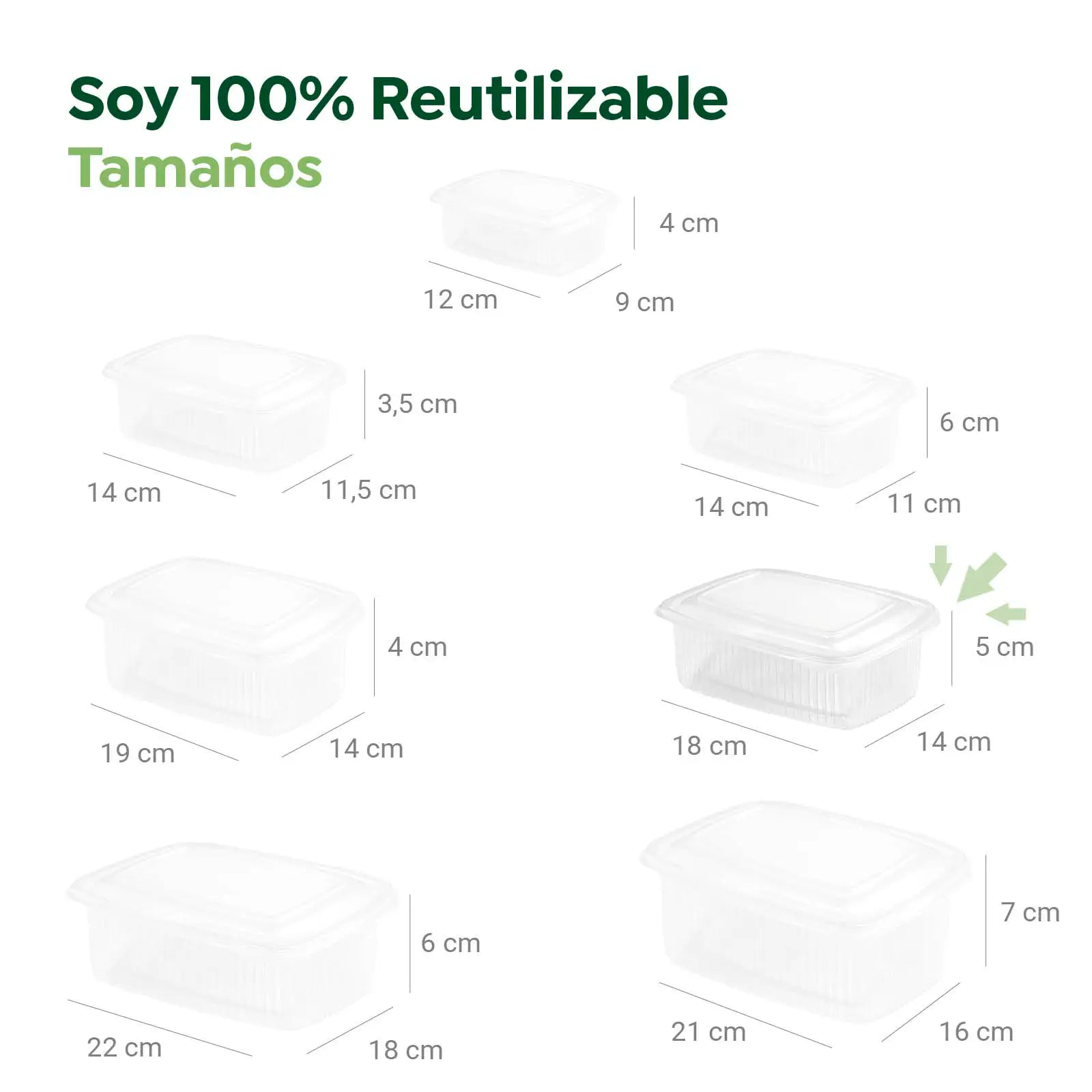 Envase Rectangular Reutilizable Tapa Bisagra 1000 cc Transparente 400 Uds