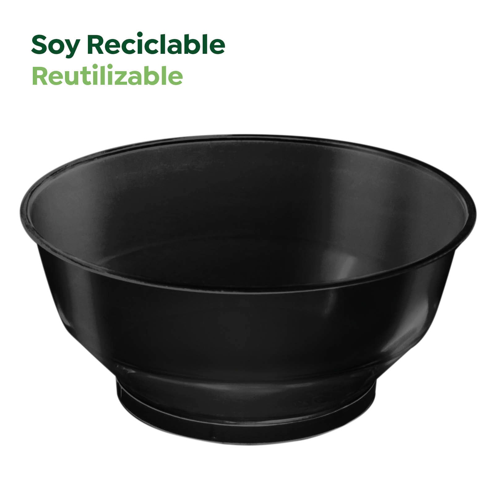 Bol Plástico Reciclable Redondo Grande Finger Food 210 cc Negro