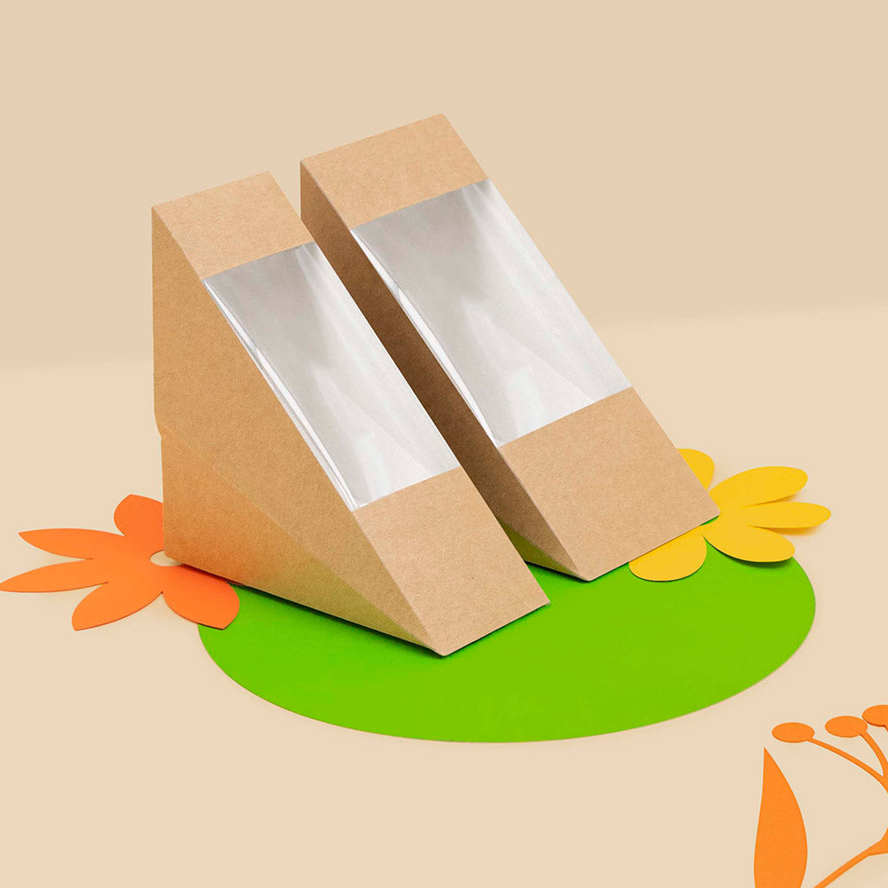 Caja Cartón Sandwich 360 cc con ventana PLA - Take Away