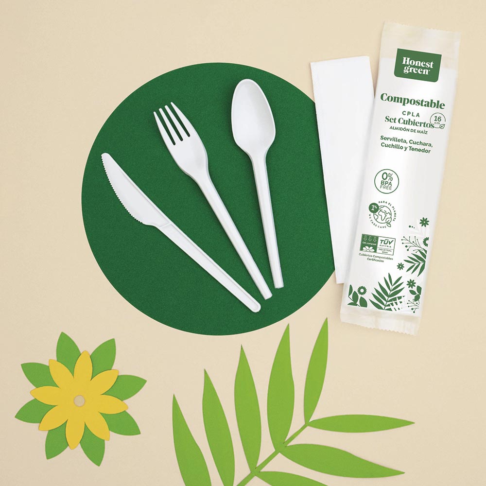 Cuchara CPLA Compostable 18 cm Blanco