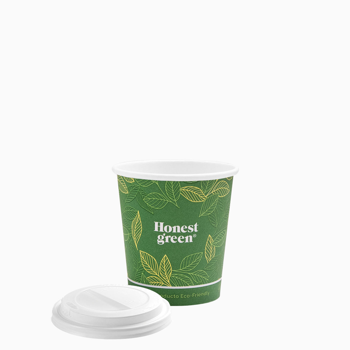 Vaso Cartón Eco Green Pequeño 120cc con Tapa Drink - Take Away