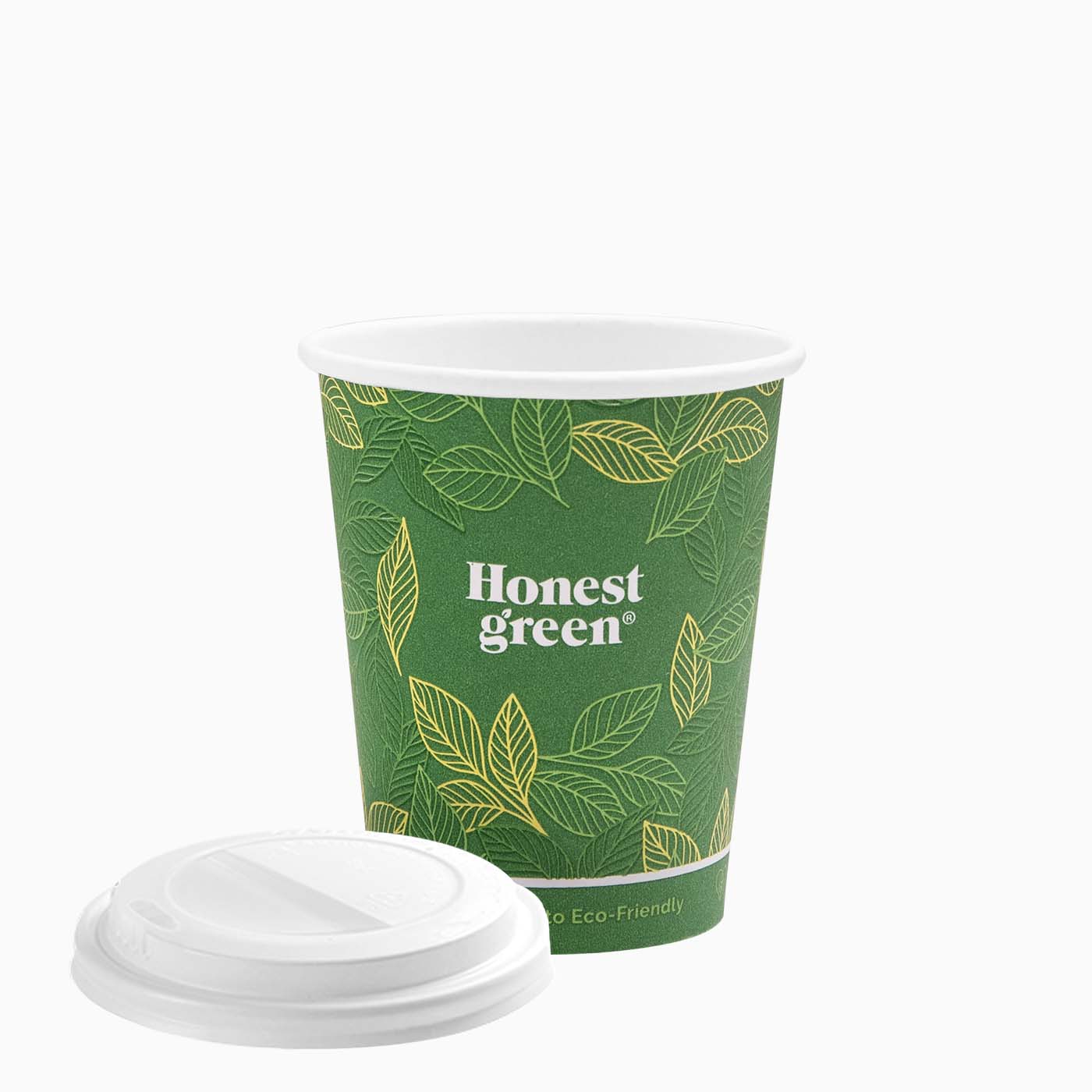 Vaso Cartón Eco Green Grande 250cc con Tapa Drink - Take Away