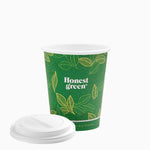 Vaso Cartón Eco Green Grande 250cc con Tapa Drink - Take Away 160 Unidades