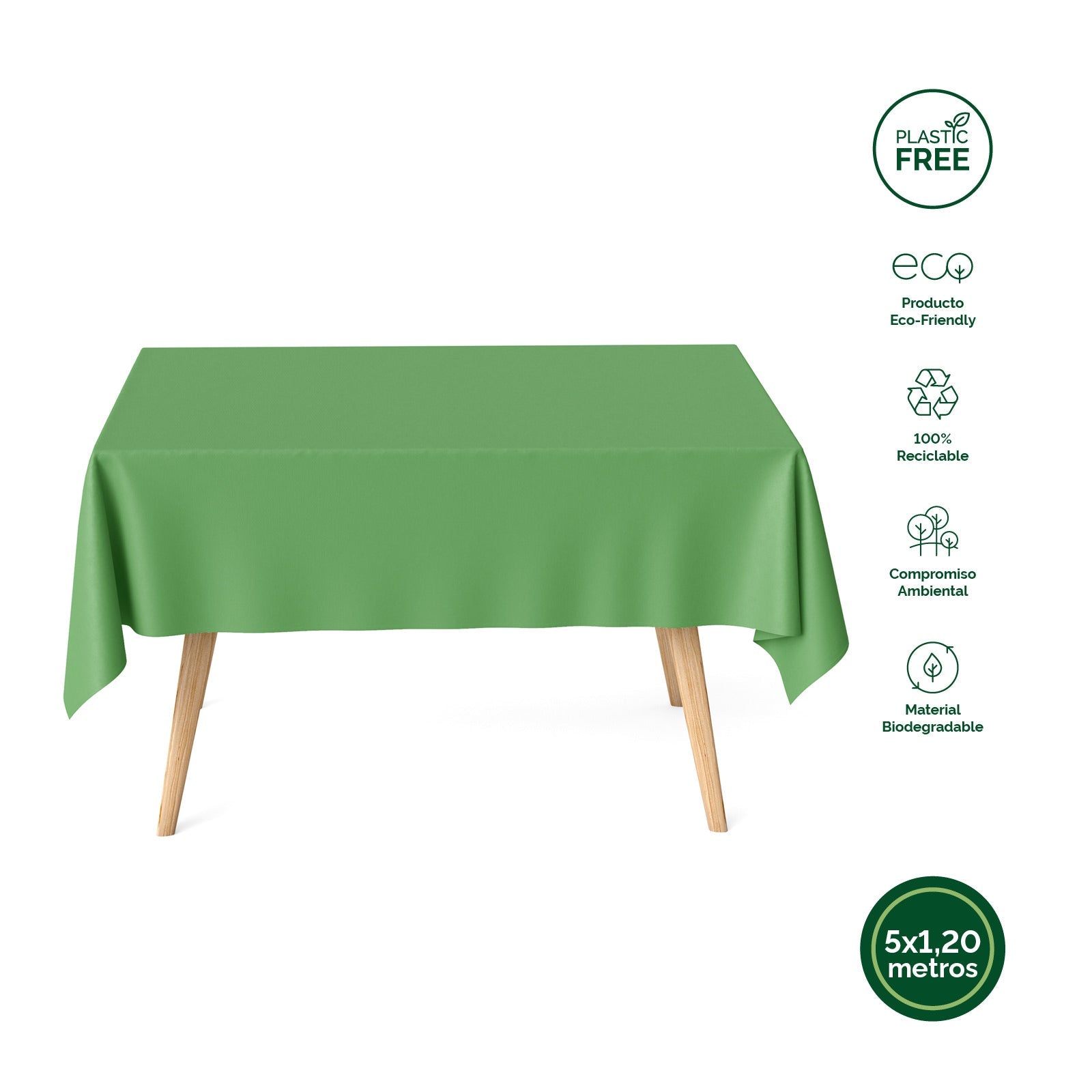 Rollo Mantel Ecológico 1,20 x 5 m Verde