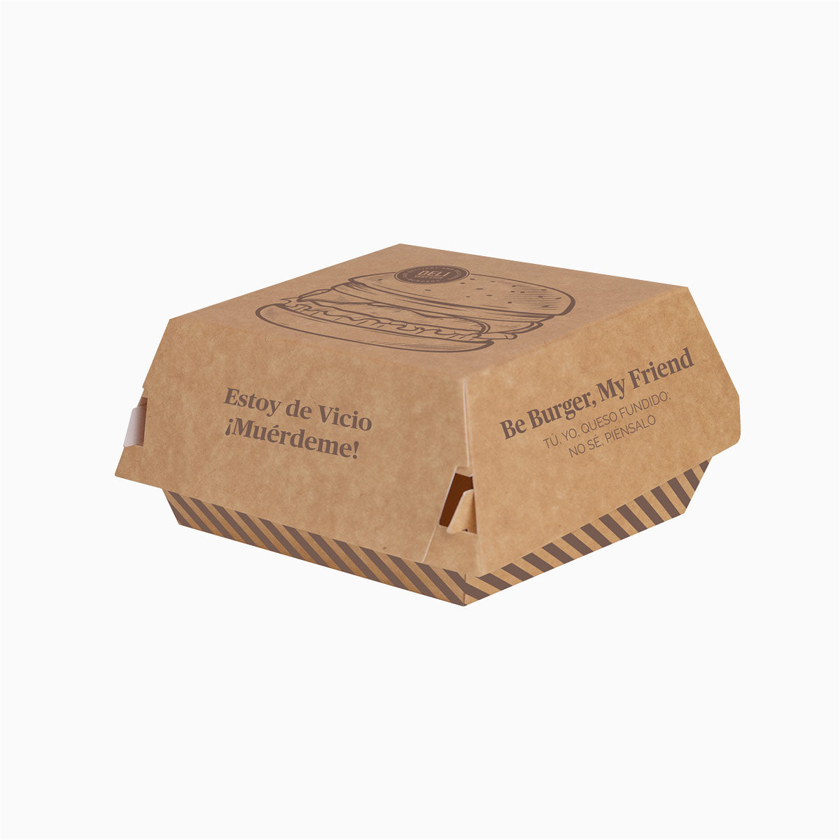 Caja Hamburguesa Cartón Grande 12 x 12 x 10 cm Estampado - Take Away