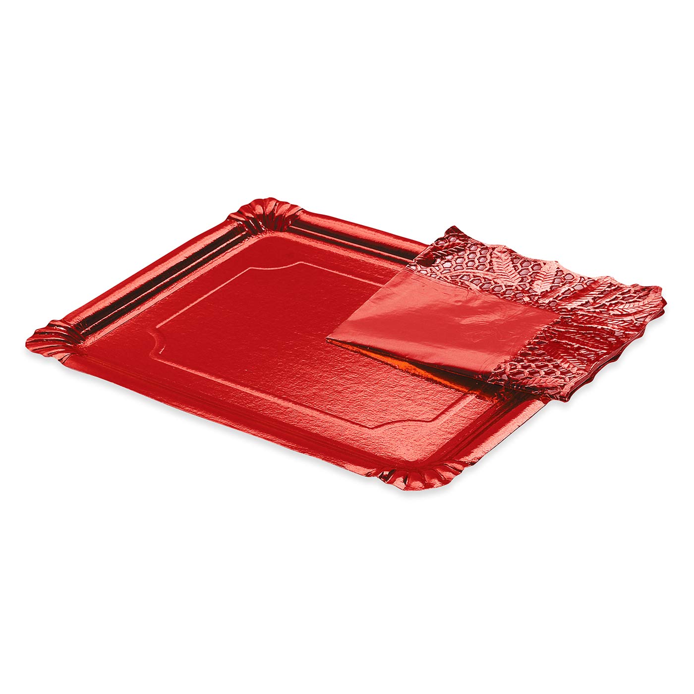 Bandeja Blonda Cartón Rectangular 31 x 38 cm Rojo