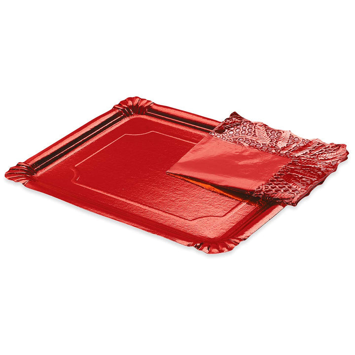 Bandeja Blonda Cartón Rectangular Grande 34 x 42 cm Rojo