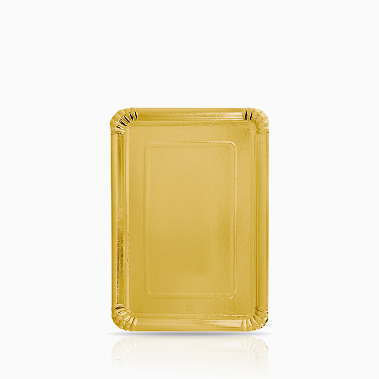 Bandeja Rectangular Cartón Metalizada Oro 22 x 28 cm 100 uds