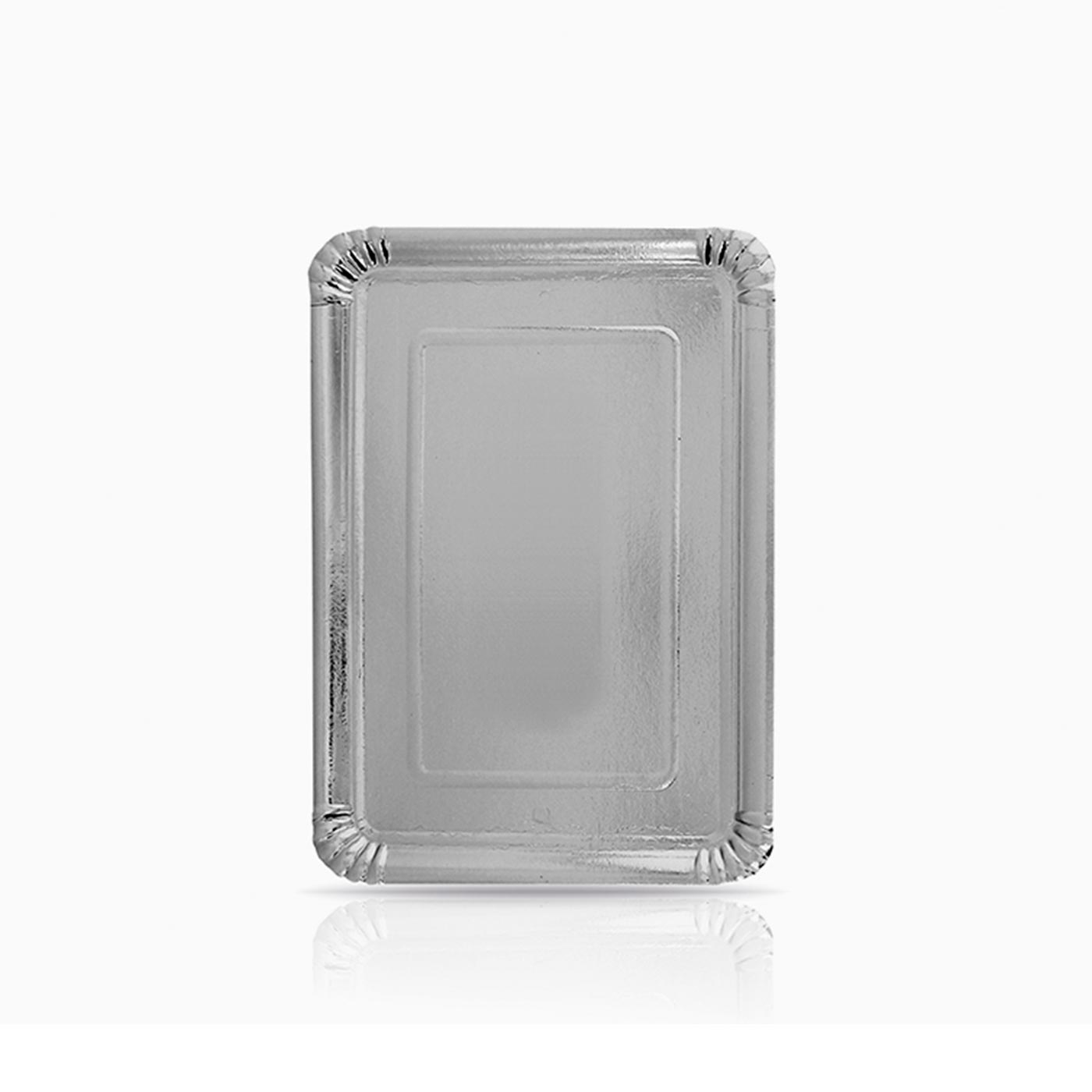 Bandeja Rectangular Cartón Plata 22 x 28 cm