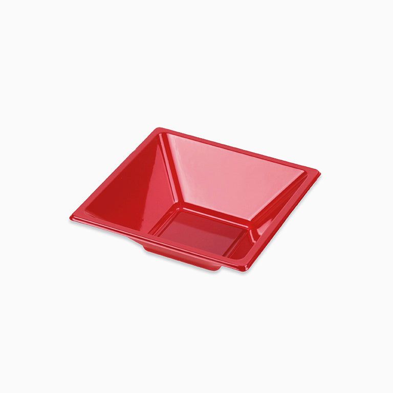 Cuenco Plástico Reutilizable + PP Cuadrado Metalizado 12 x 12 x 5.2 cm Rojo