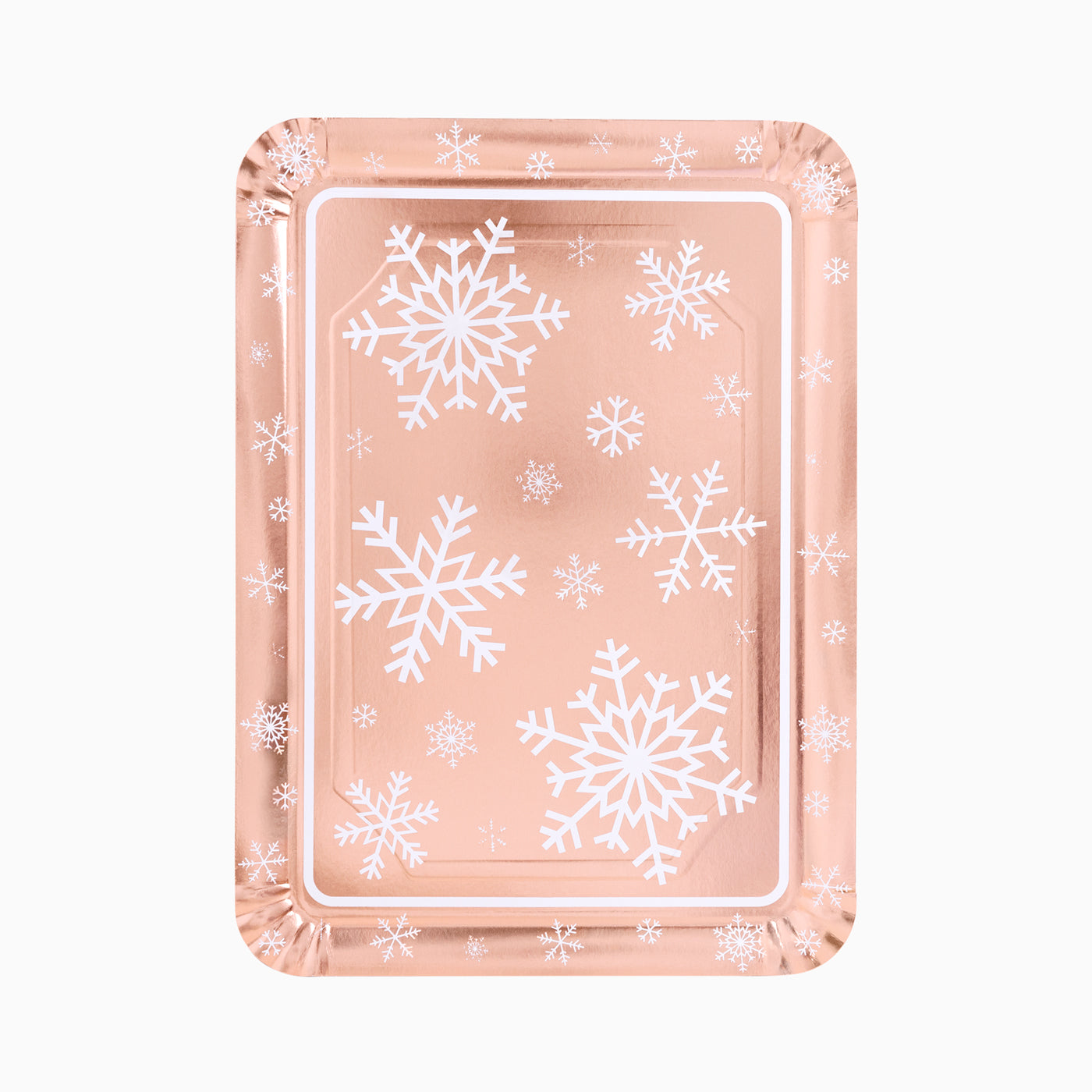 Bandeja Rectangular Navidad copo de Nieve Oro Rosa