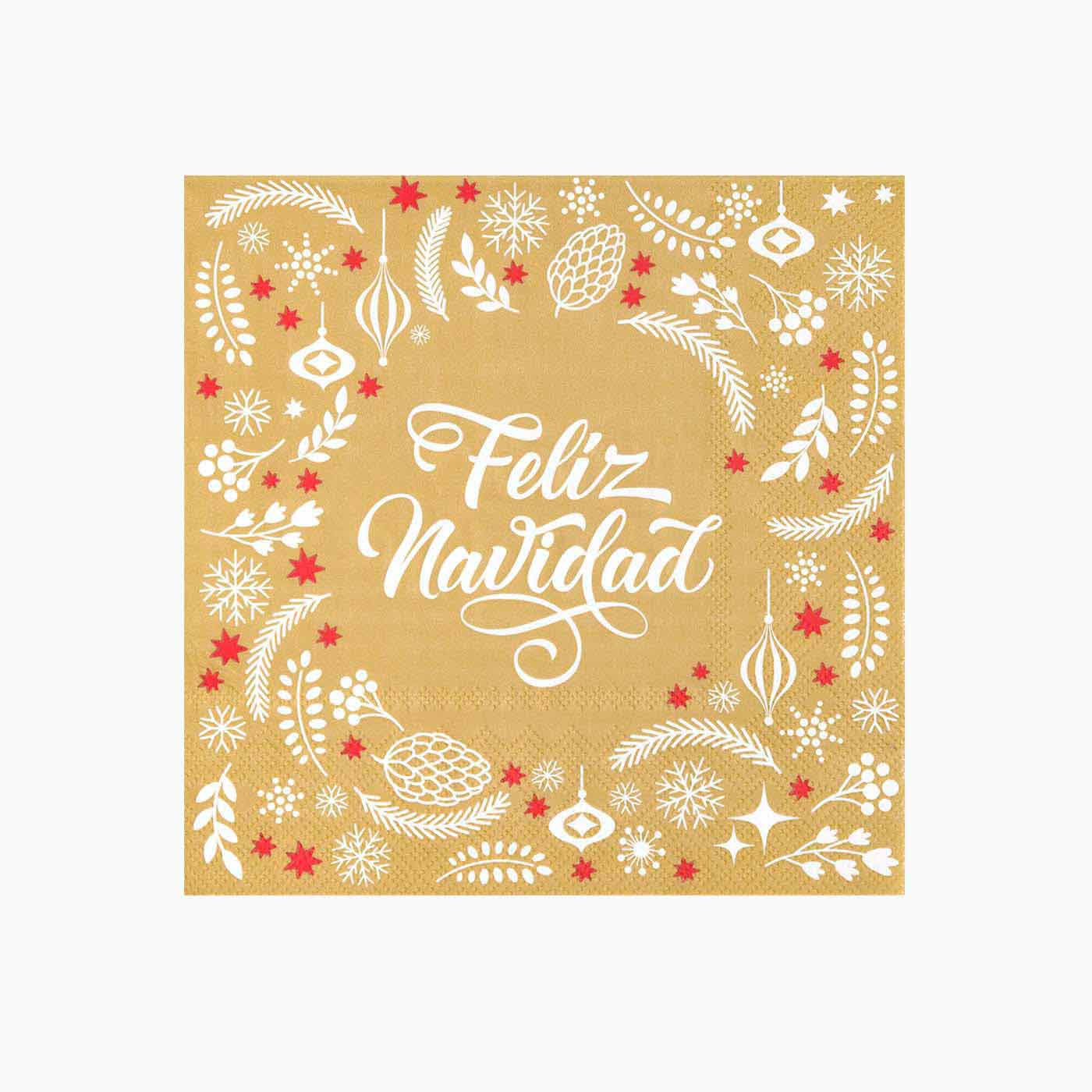 Servilleta "Feliz Navidad" 33cm Oro