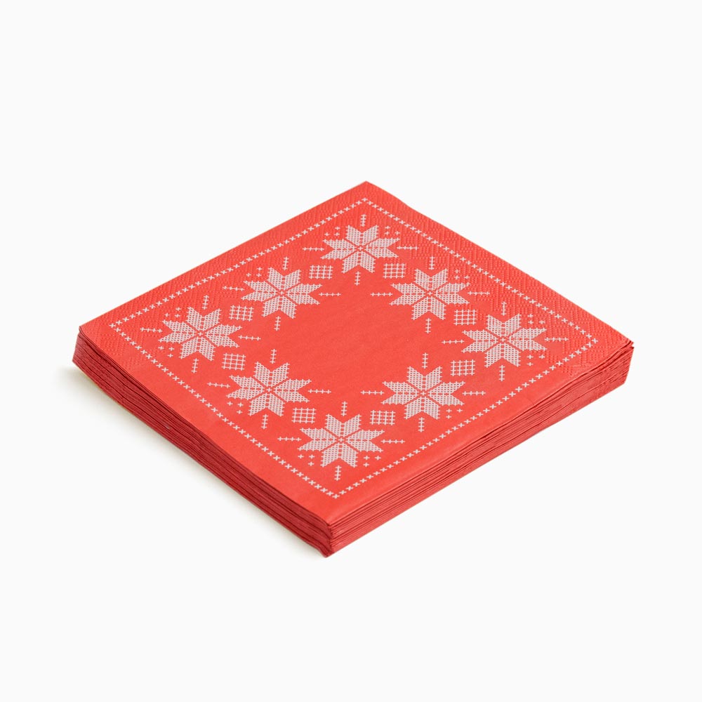 Servilleta Navidad Bordado 33cm Rojo