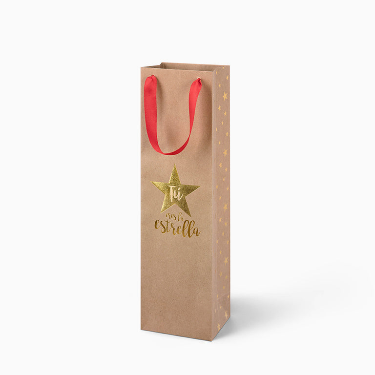 Bolsa Regalo Navidad Vino "Tu eres la estrella"