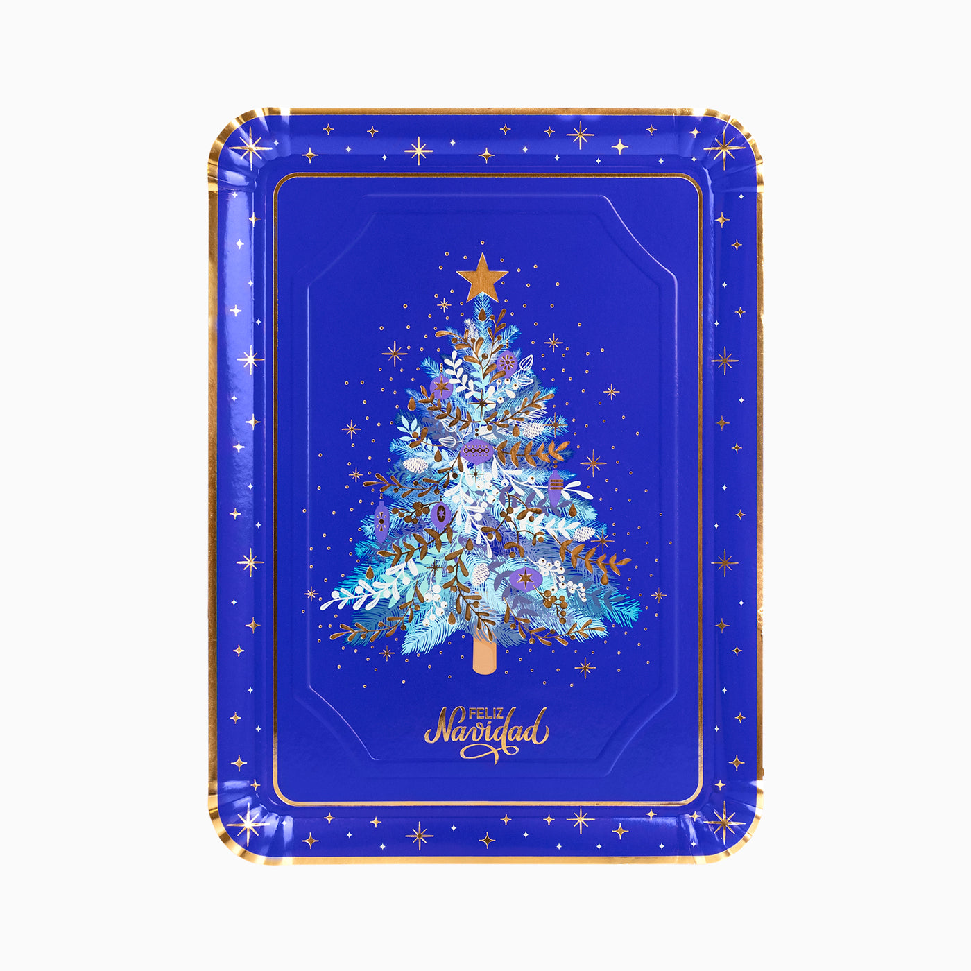 Bandeja Rectangular Navidad Azul Noche