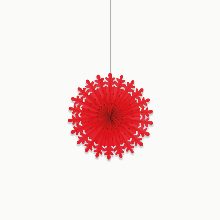 Abanico Papel Mini Snowflakes Rojo