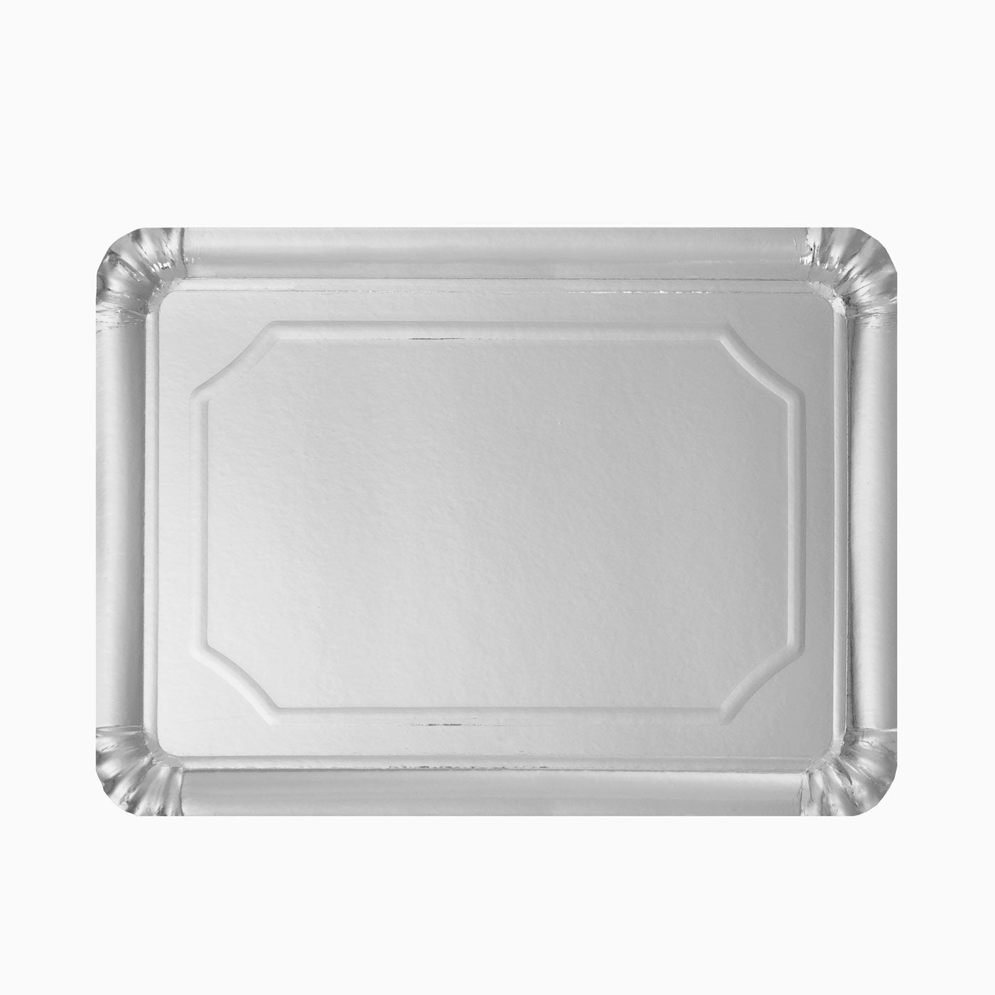 Bandeja Rectangular Metalizada Cartón 25 x 34 cm Plata